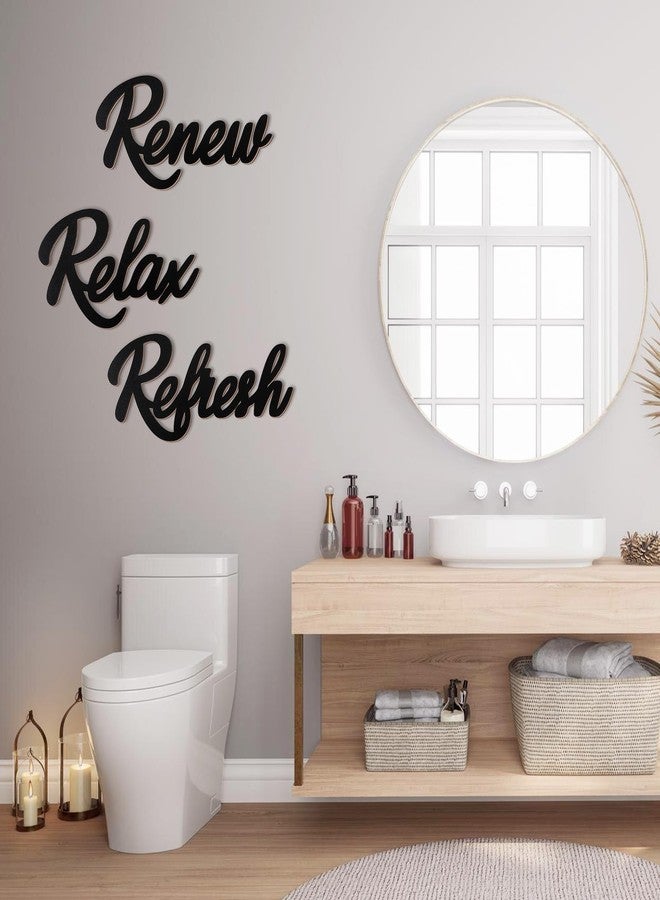 Josojoou 3PCS Relax, Renew, Refresh Bathroom Wall Art, Wooden Black Letter, Bathroom Wall Art Decor, Farmhouse Bath room Arts Signs Can Be Hanged in Any Room - Image 5